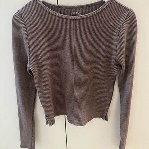 Women's Ribbed Long Sleeve Top - Purple